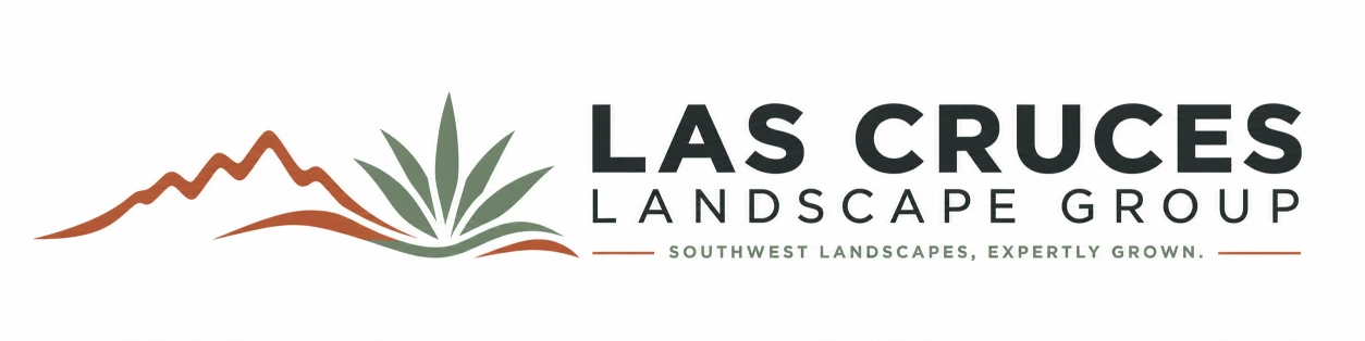 Las Cruces Landscape Group logo with mountain and agave emblem